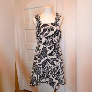 Who What Wear Backless Black and White Floral Cotton Mini Summer Dress (Size XL)